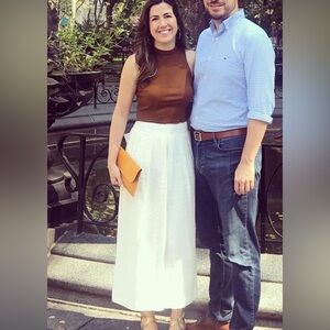 Zara white leg linen blend pants